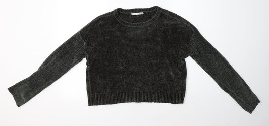 lefties Womens Green Round Neck  Acrylic Pullover Jumper Size S