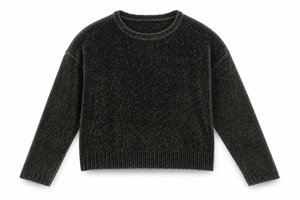 Front view of lefties women’s green round neck acrylic jumper, size S