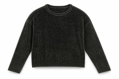 Front view of lefties women’s green round neck acrylic jumper, size S