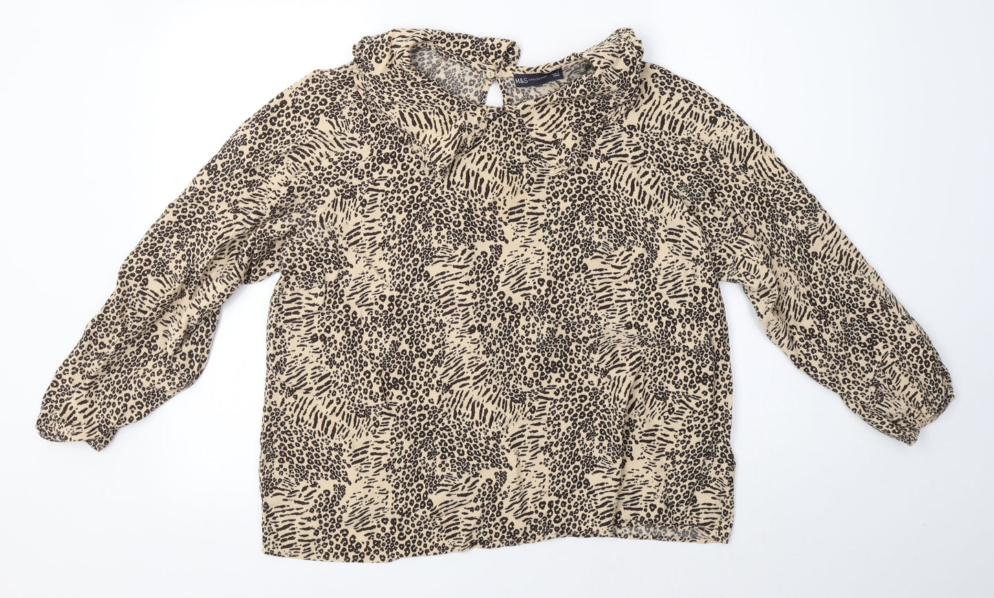 M&S Womens Brown  Viscose Basic Blouse Size 18 Collared