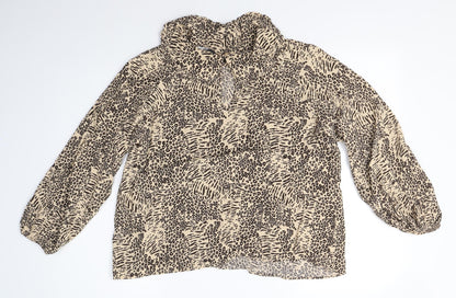 M&S Womens Brown  Viscose Basic Blouse Size 18 Collared