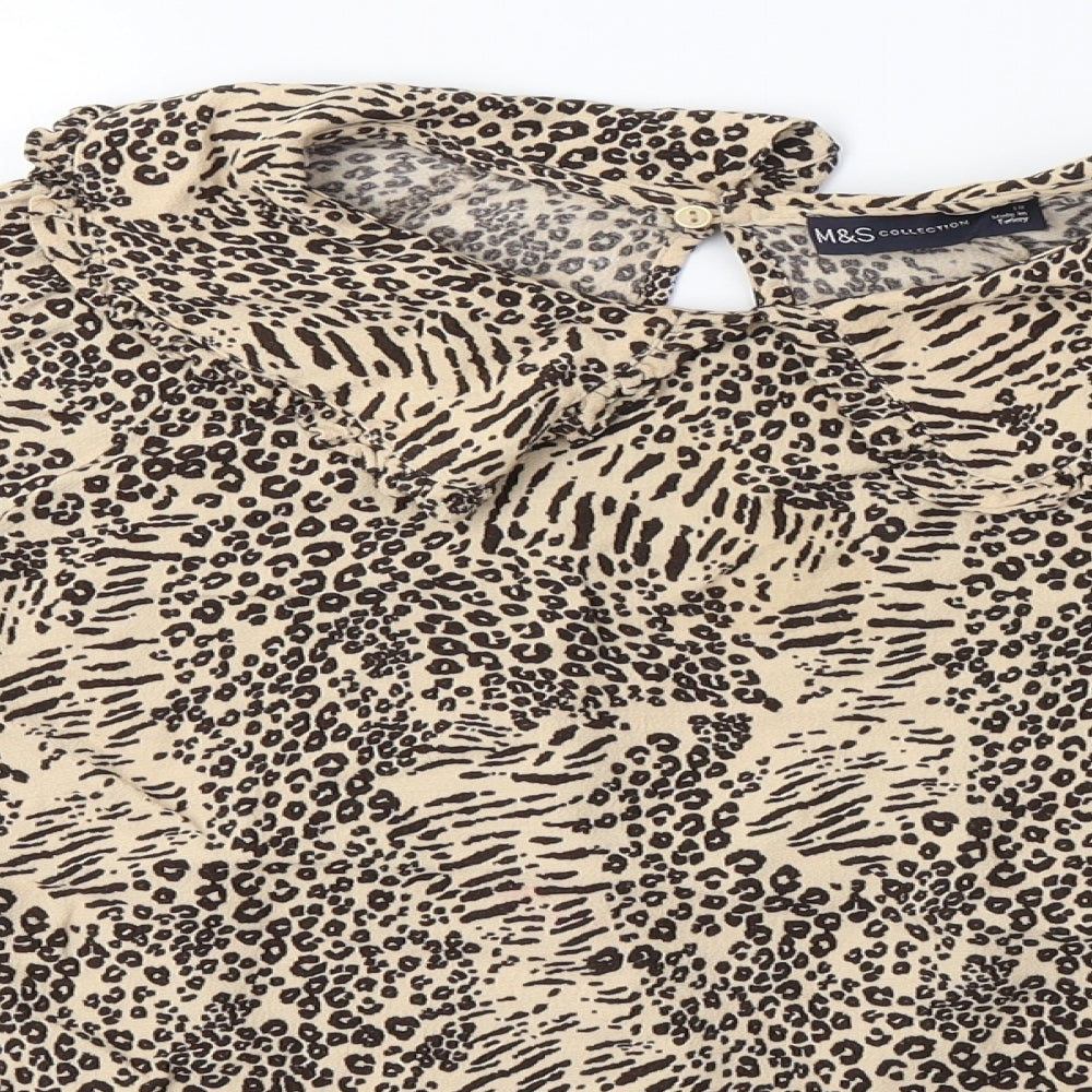M&S Womens Brown  Viscose Basic Blouse Size 18 Collared