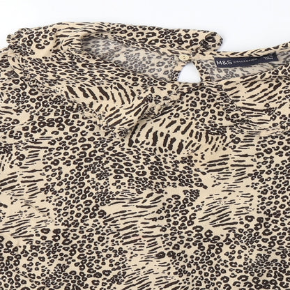 M&S Womens Brown  Viscose Basic Blouse Size 18 Collared