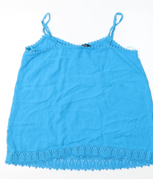 F&F Womens Blue  Viscose Camisole Blouse Size 10 Round Neck