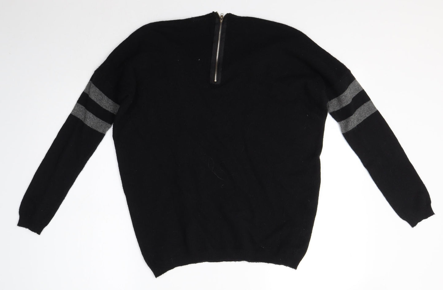 Peace and Love Womens Black Round Neck  Nylon Pullover Jumper Size M