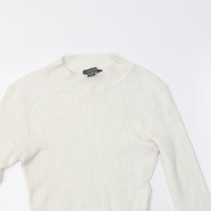 Primark Womens White Mock Neck  Viscose Pullover Jumper Size L