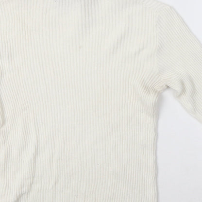 Primark Womens White Mock Neck  Viscose Pullover Jumper Size L
