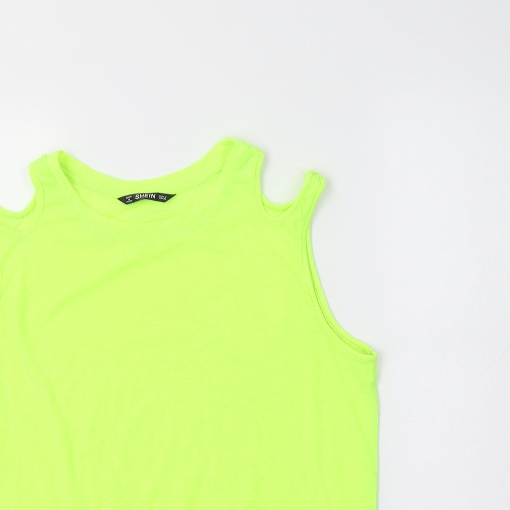 SheIn Womens Green  Polyester Basic T-Shirt Size M Crew Neck