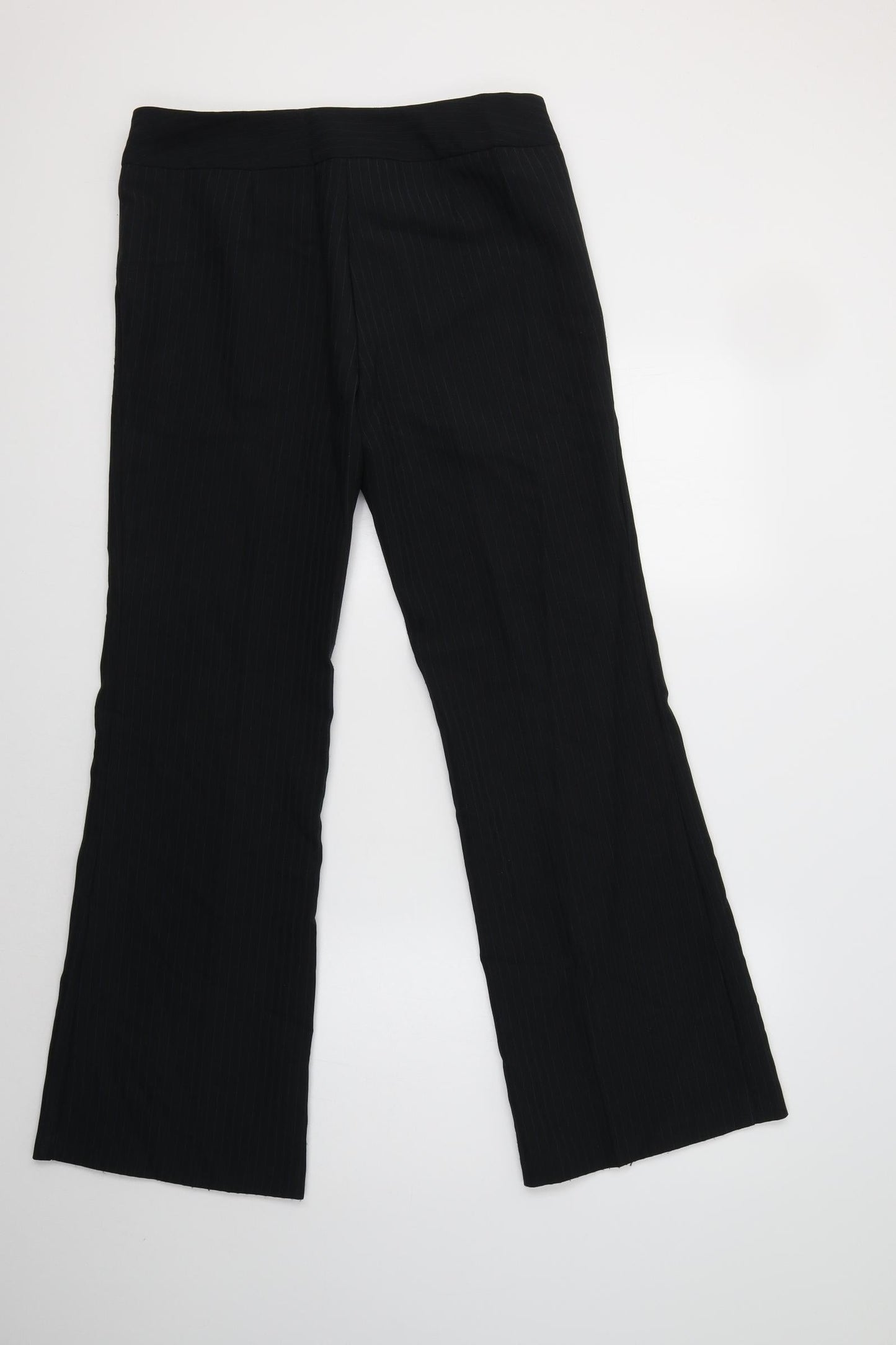 Primark Womens Black Striped Polyester Dress Pants Trousers Size 12 L32 in Regular