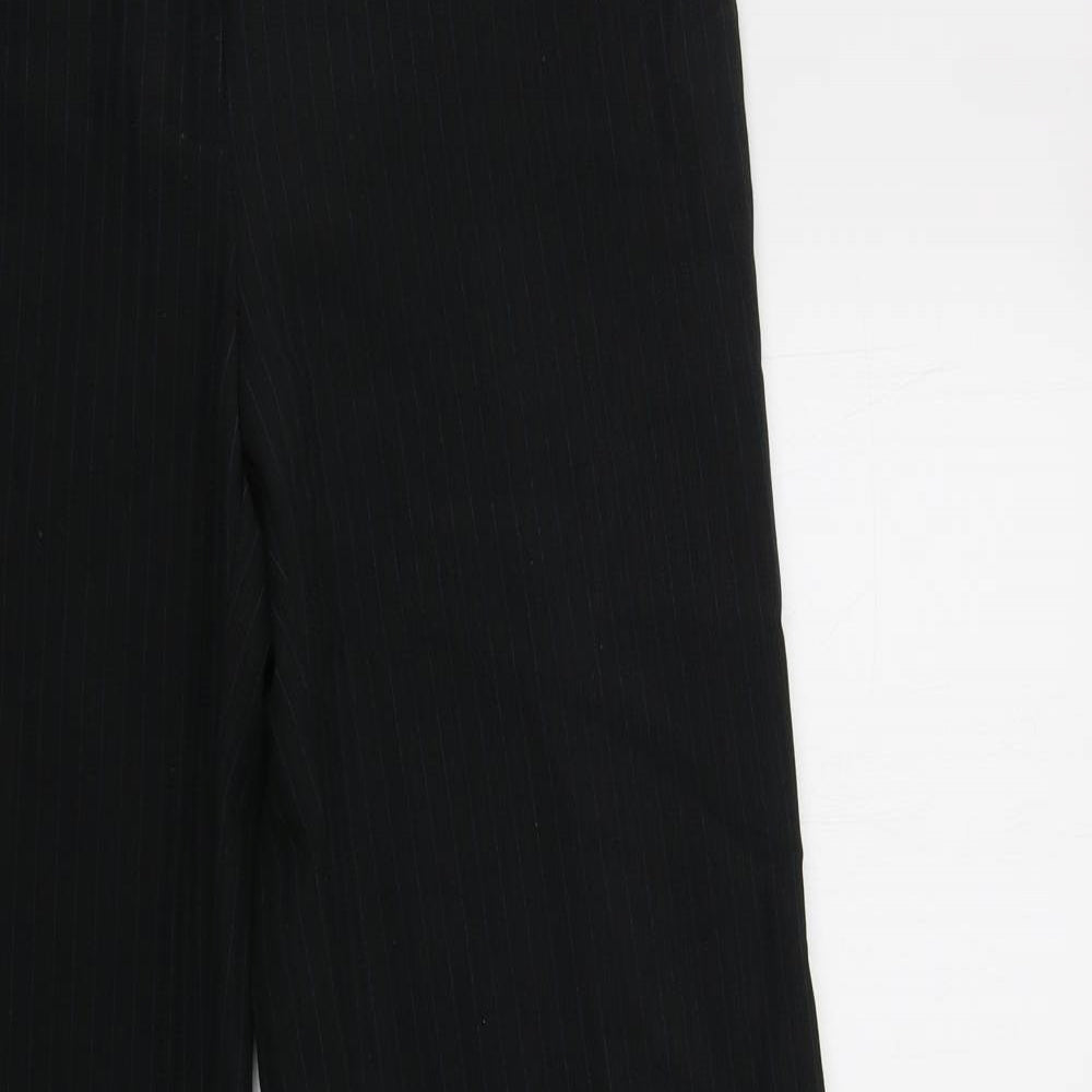 Primark Womens Black Striped Polyester Dress Pants Trousers Size 12 L32 in Regular