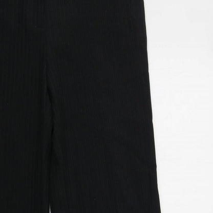 Primark Womens Black Striped Polyester Dress Pants Trousers Size 12 L32 in Regular