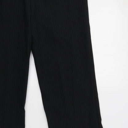 Primark Womens Black Striped Polyester Dress Pants Trousers Size 12 L32 in Regular