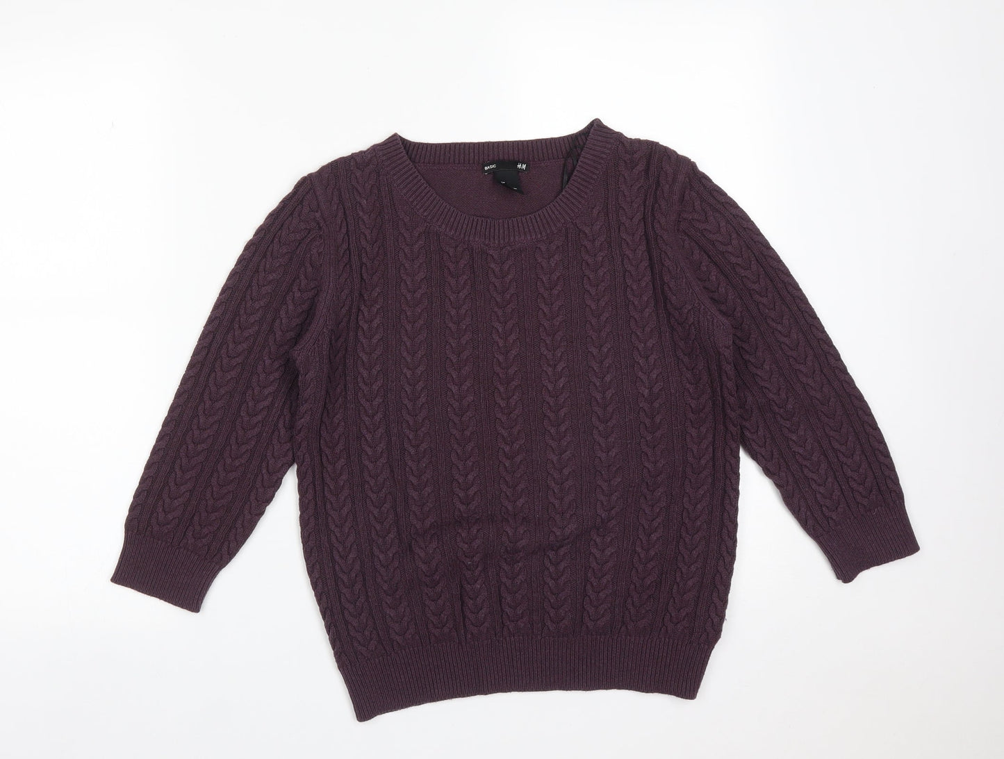 H&M Womens Purple Striped Polyamide Pullover Sweatshirt Size S