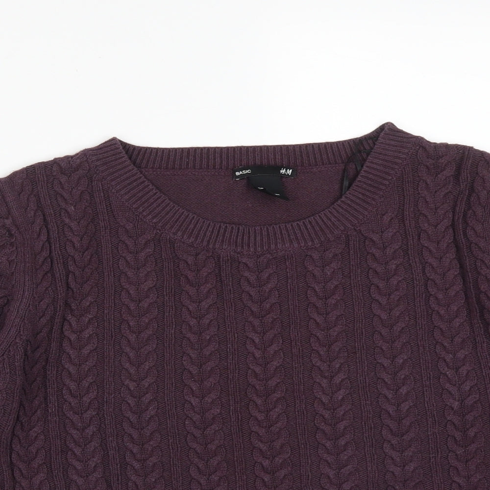 H&M Womens Purple Striped Polyamide Pullover Sweatshirt Size S