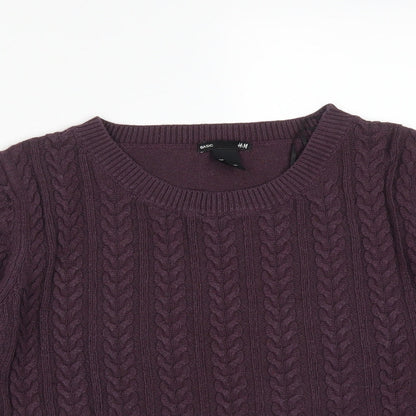 H&M Womens Purple Striped Polyamide Pullover Sweatshirt Size S