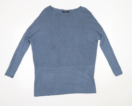 Finery Womens Blue Round Neck  Nylon Pullover Jumper Size M