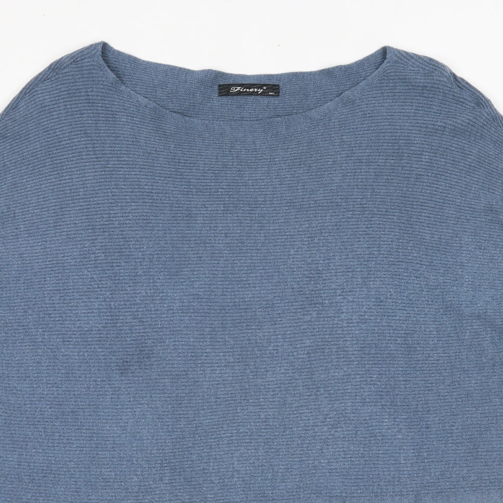 Finery Womens Blue Round Neck  Nylon Pullover Jumper Size M