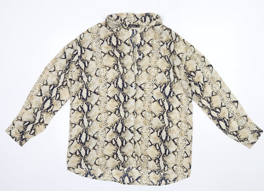 Boohoo Womens Multicoloured  Polyester Basic Button-Up Size 12 Collared