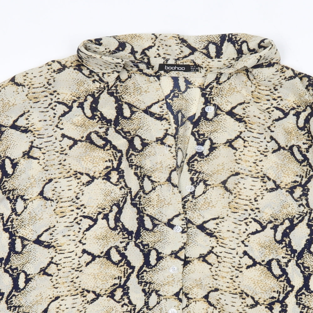 Boohoo Womens Multicoloured  Polyester Basic Button-Up Size 12 Collared