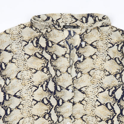 Boohoo Womens Multicoloured  Polyester Basic Button-Up Size 12 Collared