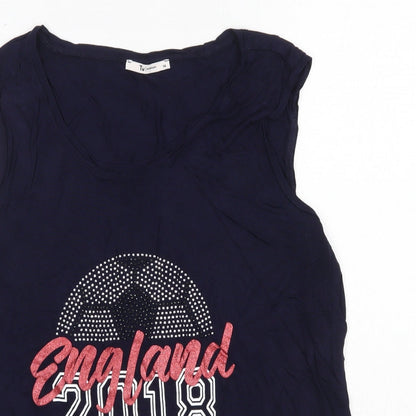 TU Womens Blue  Viscose Basic Blouse Size 14 Round Neck - England 2018