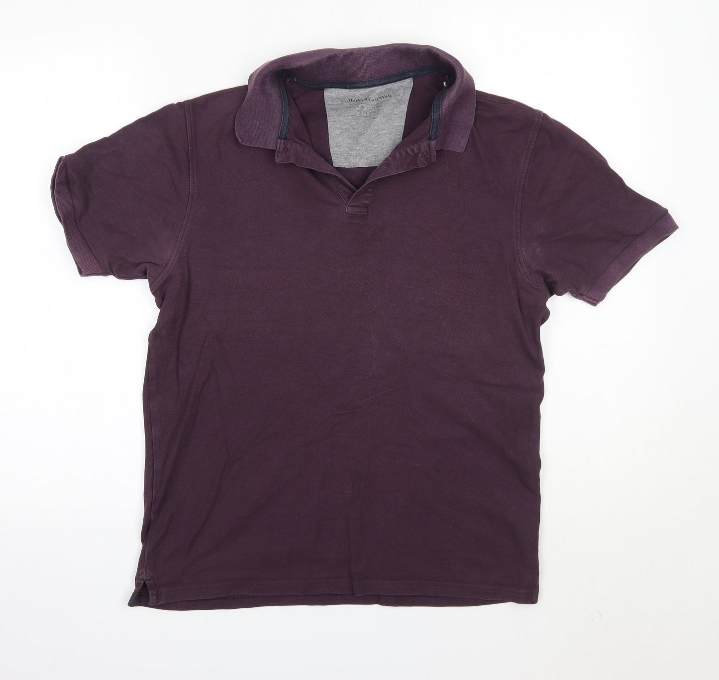 M&S Mens Purple  100% Cotton  Polo Size S Collared