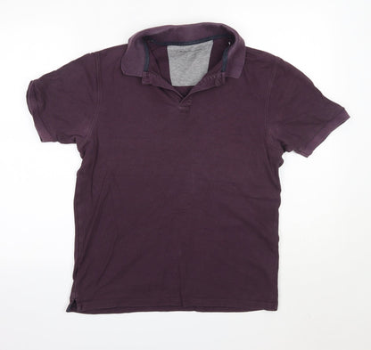 M&S Mens Purple  100% Cotton  Polo Size S Collared