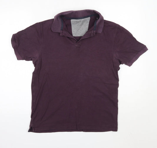M&S Mens Purple  100% Cotton  Polo Size S Collared