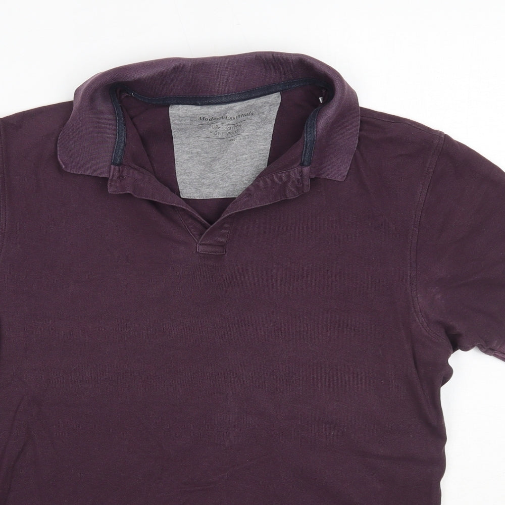 M&S Mens Purple  100% Cotton  Polo Size S Collared