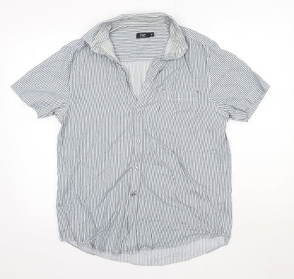 F&F Mens Multicoloured Striped Cotton  Button-Up Size M Collared