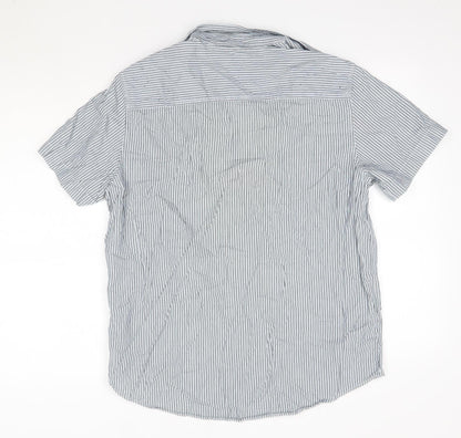 F&F Mens Multicoloured Striped Cotton  Button-Up Size M Collared