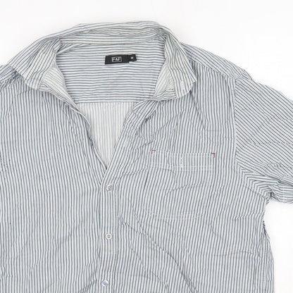 F&F Mens Multicoloured Striped Cotton  Button-Up Size M Collared