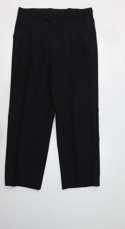 Preworn Mens Black  Polyester Dress Pants Trousers Size 34 L29 in Regular