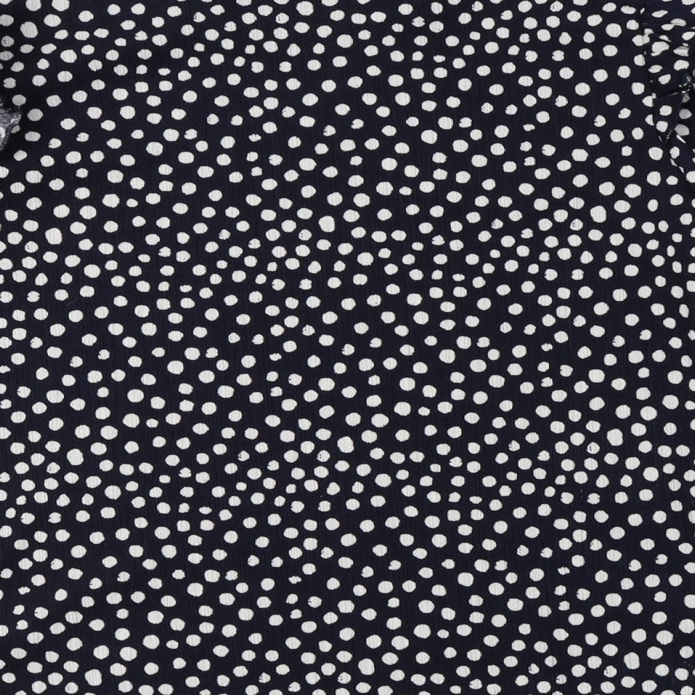 TU Womens Blue Polka Dot Polyester Basic Blouse Size 14 Crew Neck