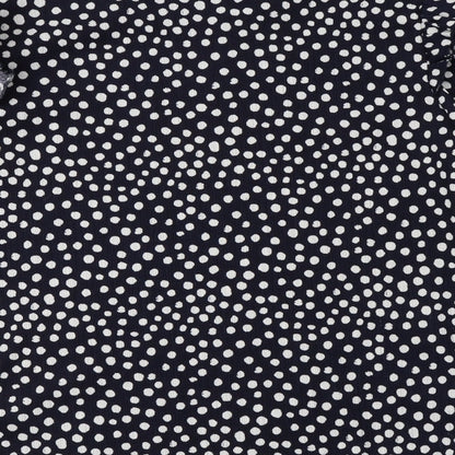 TU Womens Blue Polka Dot Polyester Basic Blouse Size 14 Crew Neck