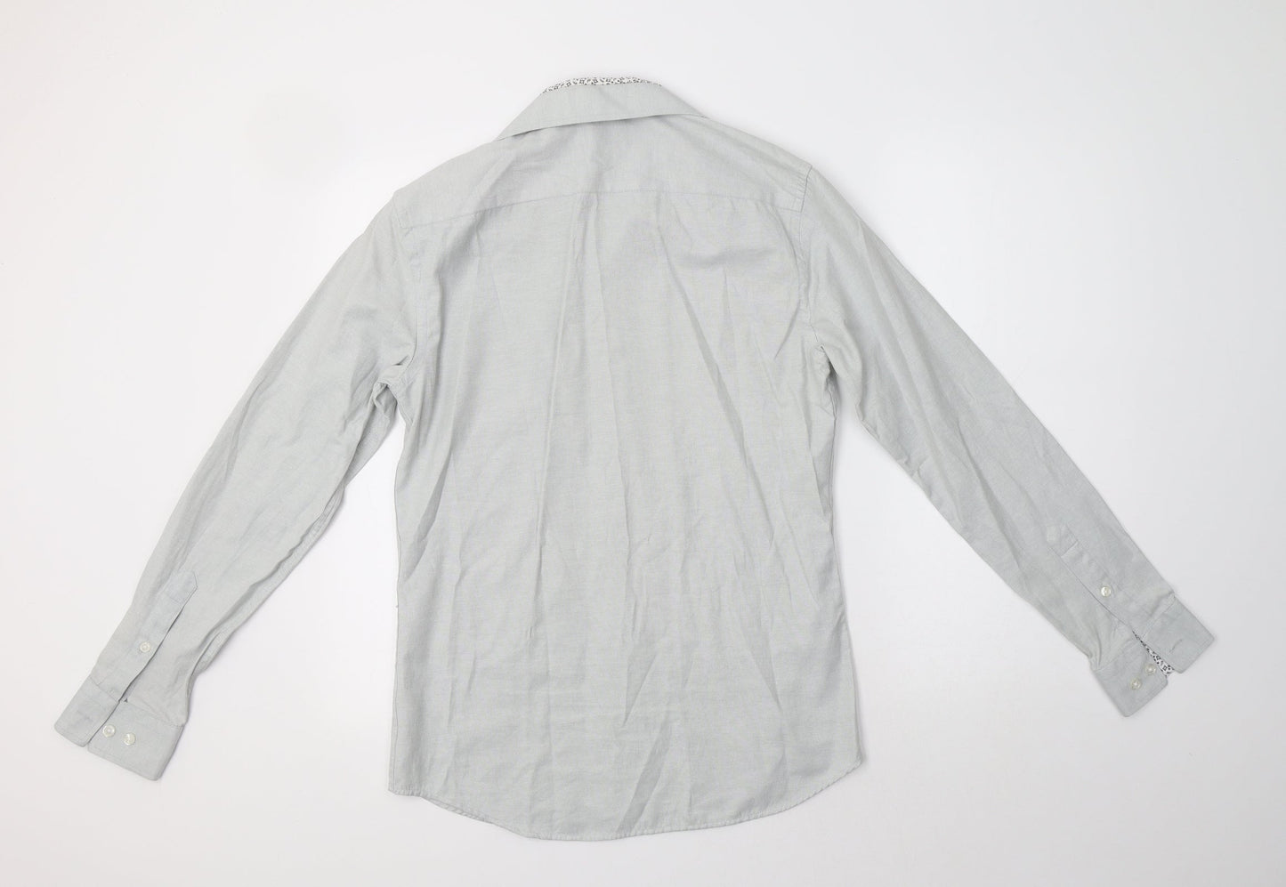 Rough Justice Mens Grey  Cotton  Dress Shirt Size 15 Collared