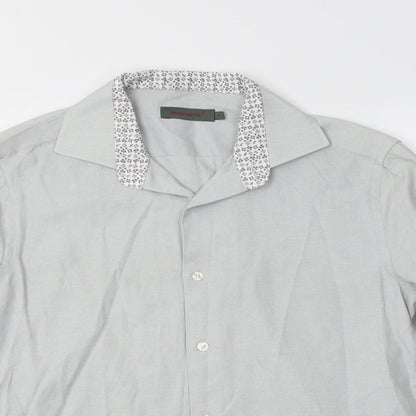 Rough Justice Mens Grey  Cotton  Dress Shirt Size 15 Collared