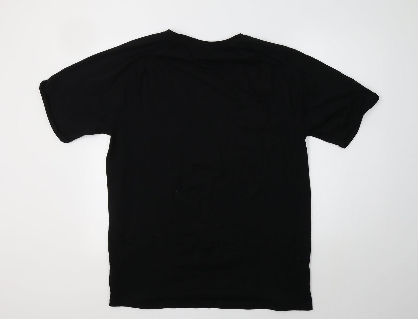 George Mens Black  Cotton  T-Shirt Size L Crew Neck