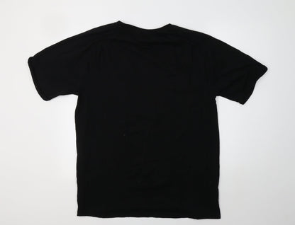 George Mens Black  Cotton  T-Shirt Size L Crew Neck