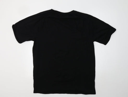 George Mens Black  Cotton  T-Shirt Size L Crew Neck