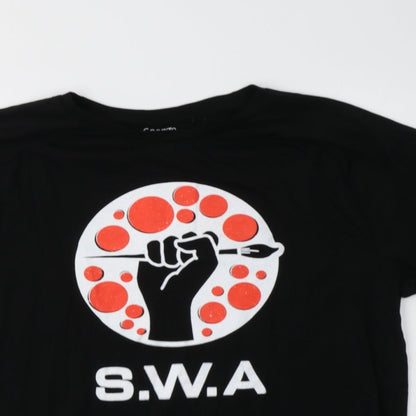 George Mens Black  Cotton  T-Shirt Size L Crew Neck