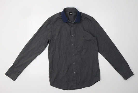 ASOS Mens Grey  Polyester  Button-Up Size S Collared
