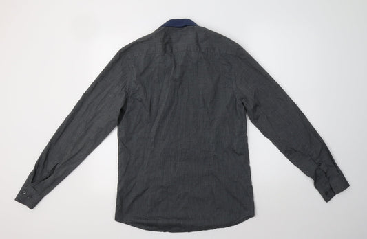 ASOS Mens Grey  Polyester  Button-Up Size S Collared