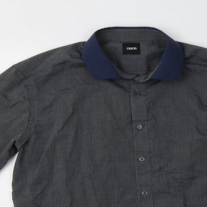 ASOS Mens Grey  Polyester  Button-Up Size S Collared
