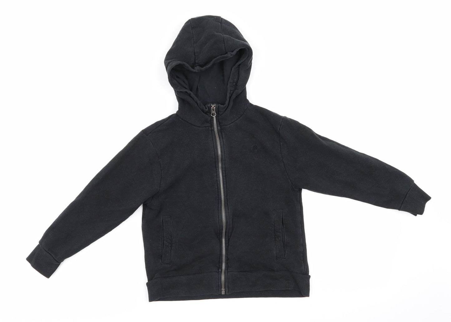 NEXT Boys Black  Cotton Full Zip Hoodie Size 6 Years   - Stag Logo