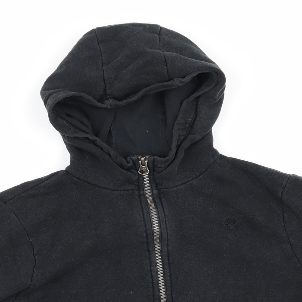 NEXT Boys Black  Cotton Full Zip Hoodie Size 6 Years   - Stag Logo