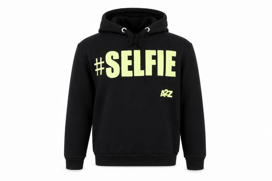 Front view of A2Z for Kids boys’ black polyester pullover hoodie, size 13, years - # selfie