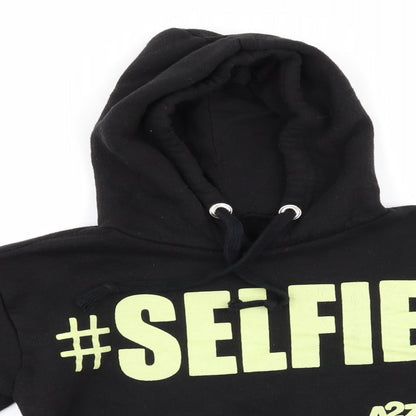 A2Z for Kids Boys Black  Polyester Pullover Hoodie Size 13 Years   - # Selfie