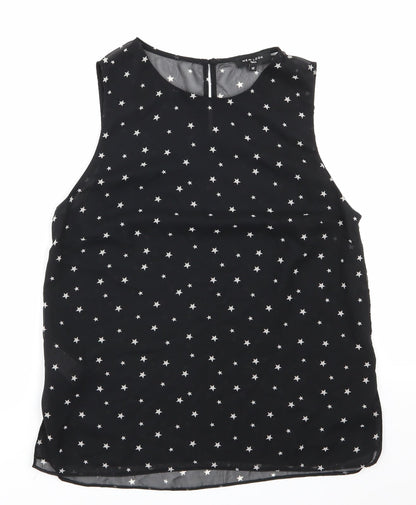 New Look Womens Black  Polyester Basic Blouse Size 12 Round Neck - Star Print