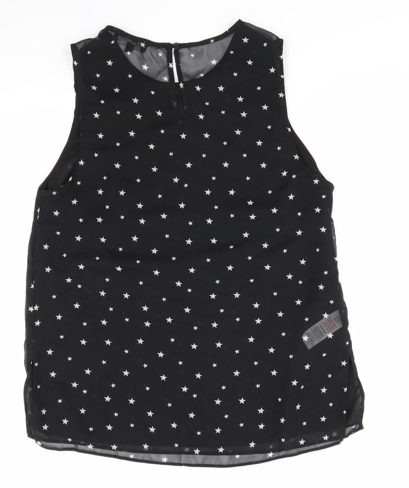 New Look Womens Black  Polyester Basic Blouse Size 12 Round Neck - Star Print